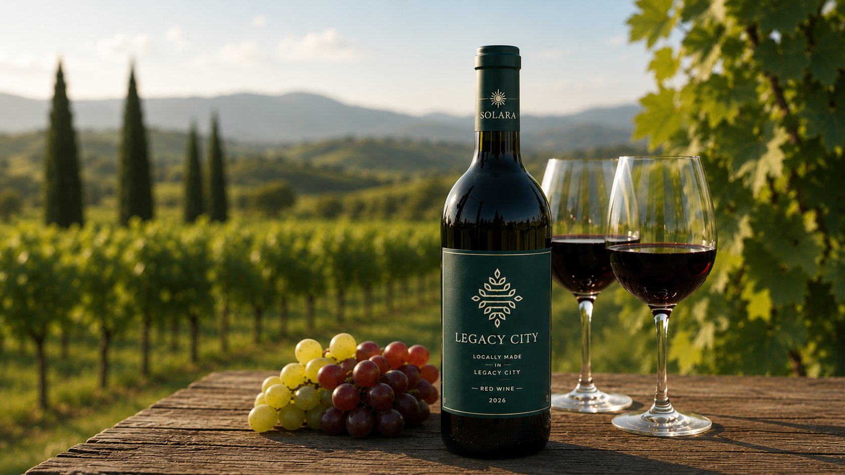 Solara — Legacy City red wine, locally made on the estate